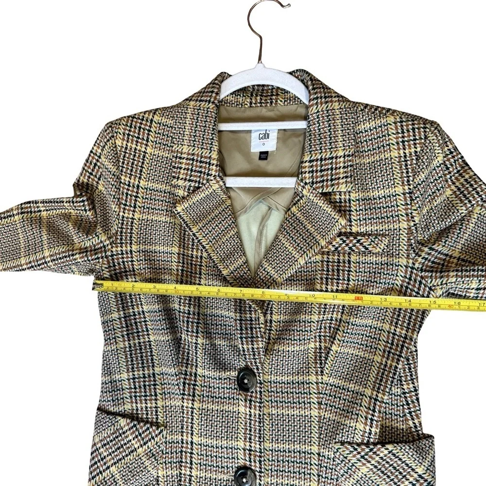 CAbi Women's Plaid Blazer - Black and Tan Size 0 Office Preppy Fall Checkered - Picture 7 of 14